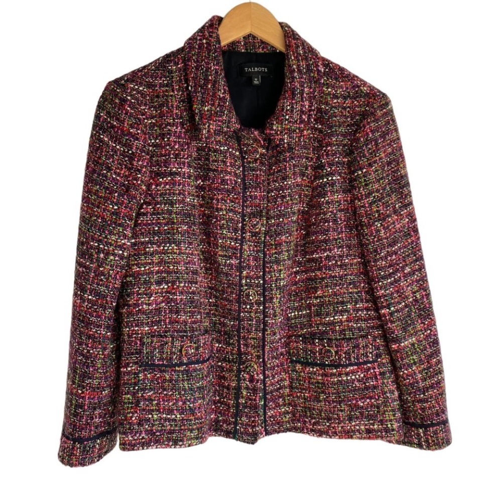 Talbots Pink Tweed Cropped Blazer – Women’s Size 12